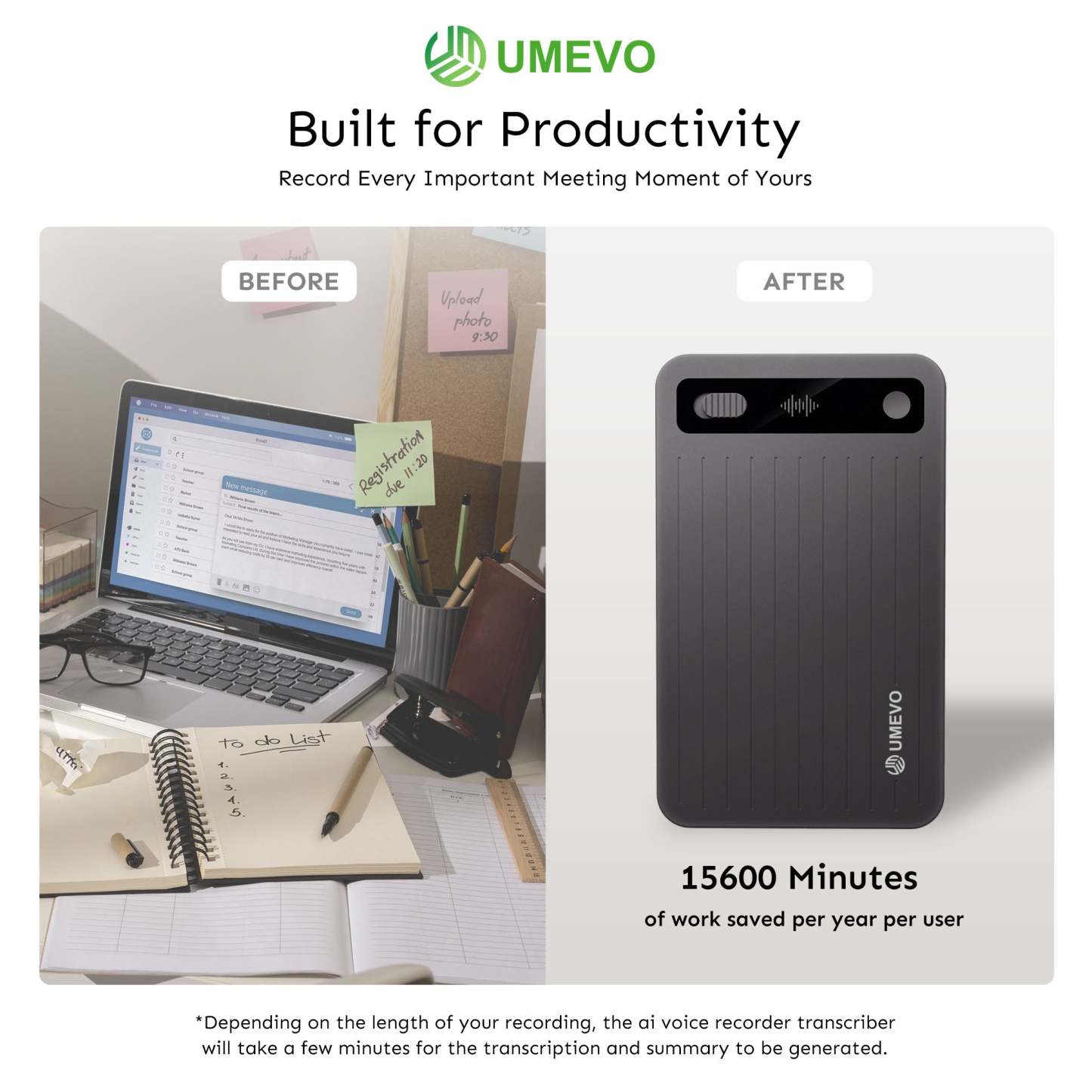 UMEVO Note Plus - AI Voice Recorder: Voice Transcription & Summary