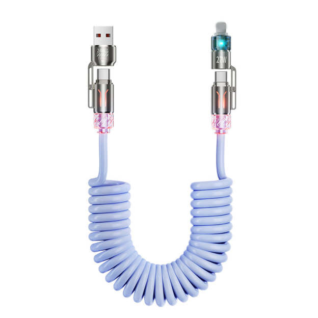 240W 4-in-1 Retractable Coiled Charging Cable