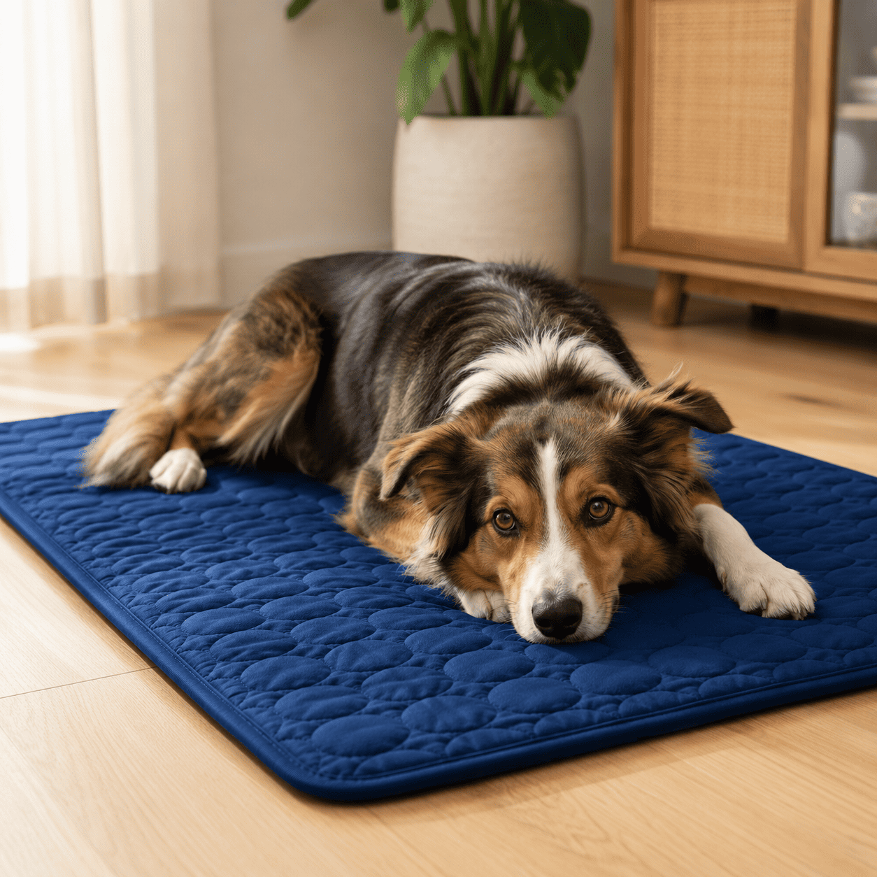 Dog lying down on Klynein Cooling Mat