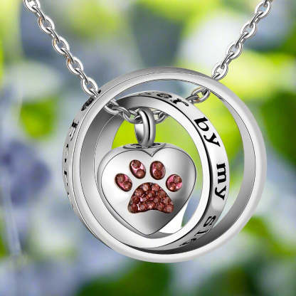 "No Longer By My Side, Forever In My Heart" – Stainless Steel Urn Paw Necklace