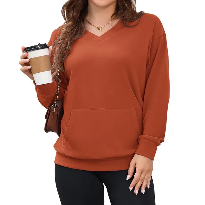 Neermaison™ Cozy Fleece Sweatshirt - Flattering V-Neck Comfort with Handy Kangaroo Pocket