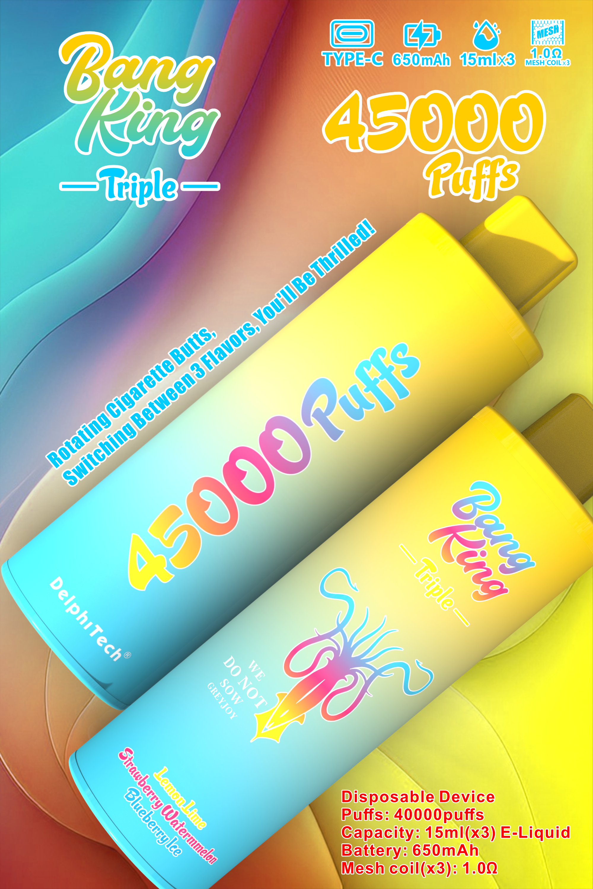 BANGKING 45000PUFFS  DSK043 in stock 10pcs/set 3 in 1