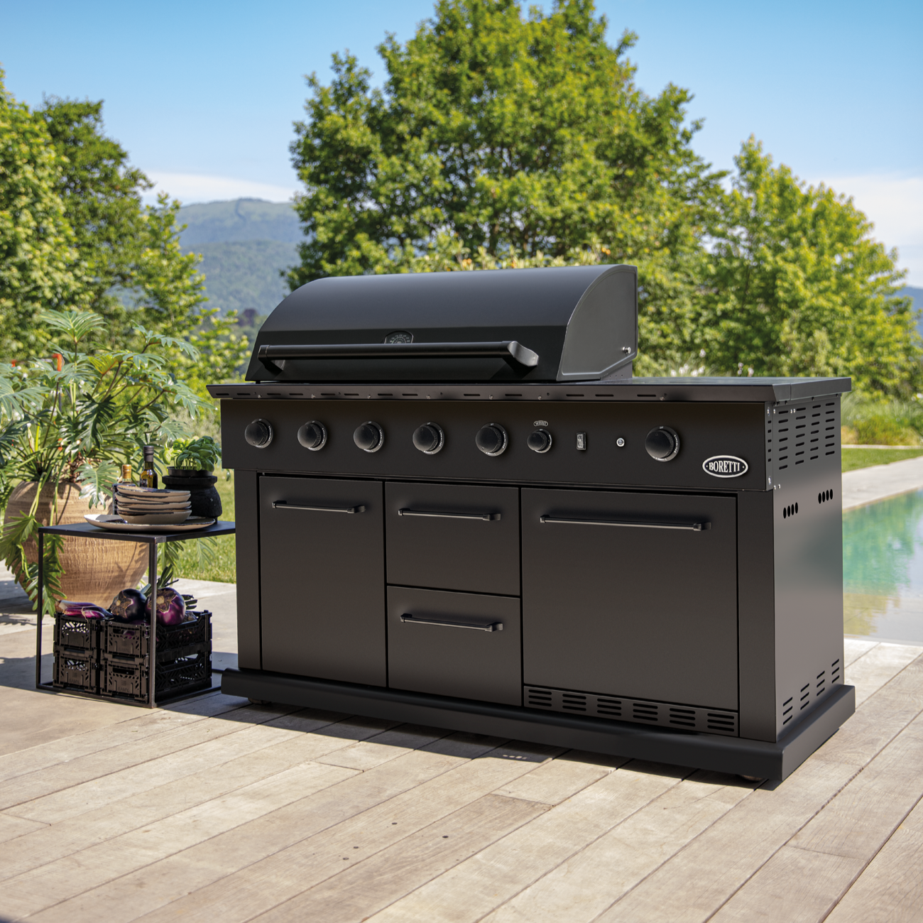 Boretti Luciano Outdoor Kitchen Nero | with Built-in Fridge