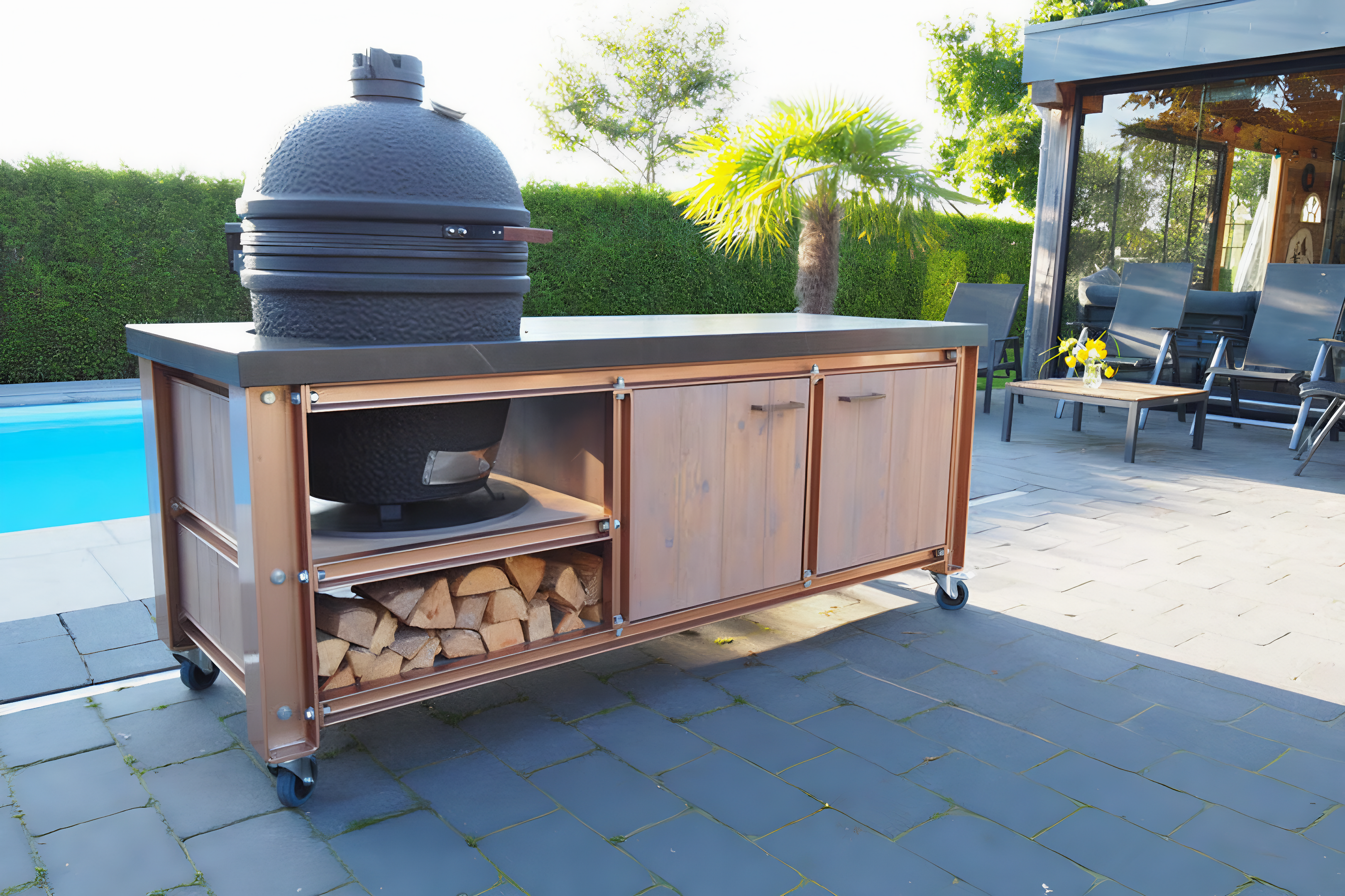 Big green egg outdoor kitchen