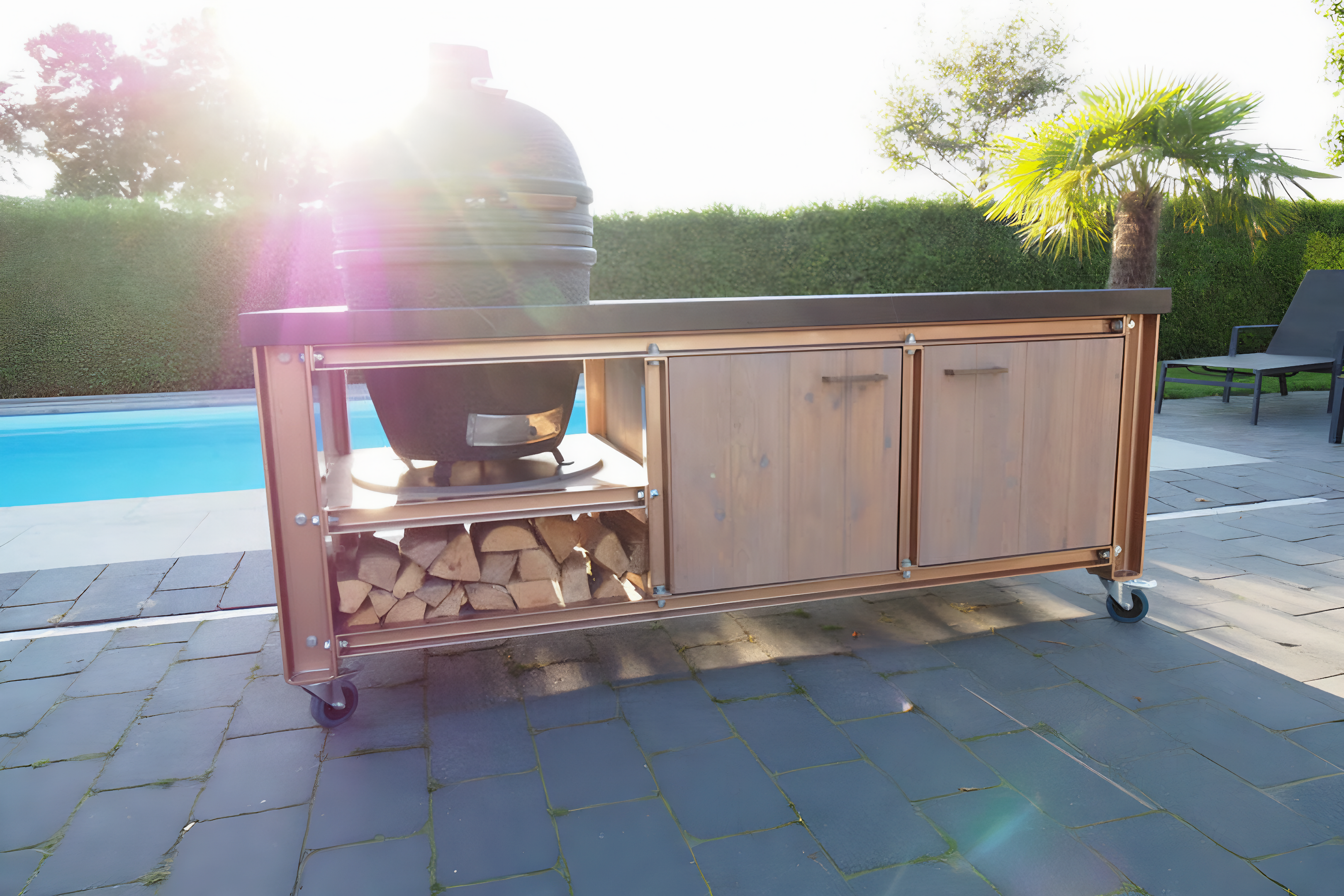 Big green egg outdoor kitchen