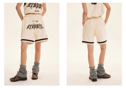 American style appliqué sports shorts 02