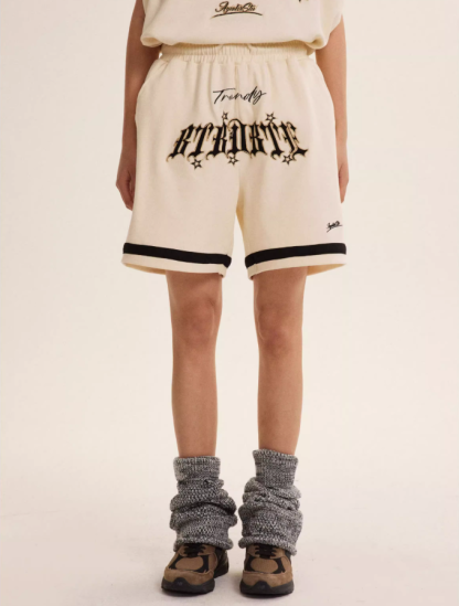 American style appliqué sports shorts 02