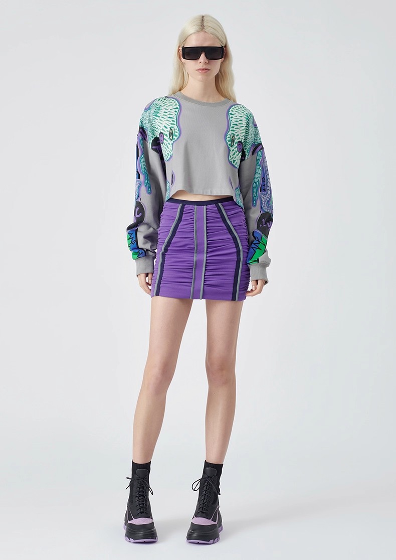 Printed Cropped Crew Neck Sweatshirt 03