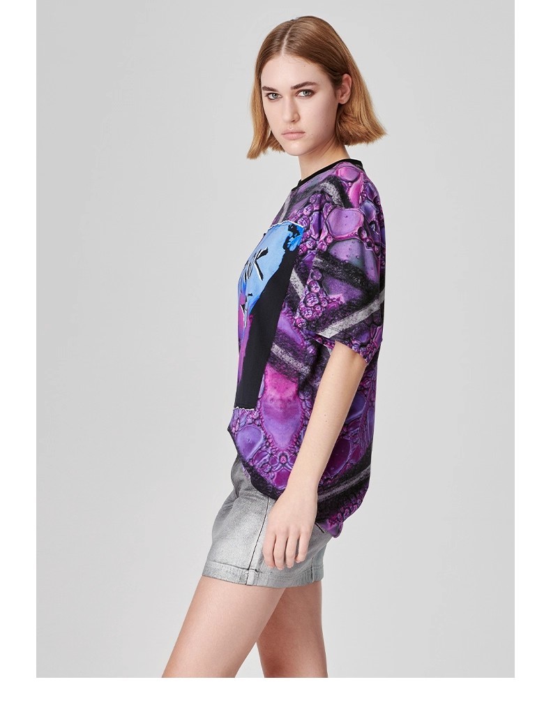 Positioning Print Patch Loose T-shirt 04