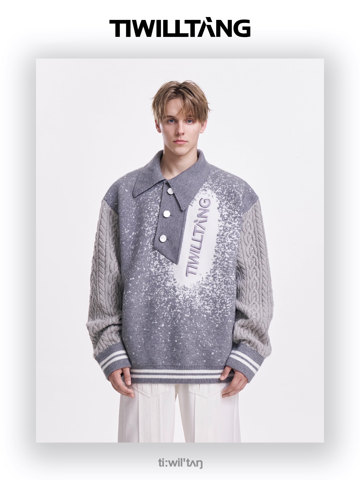 Slant collar pullover knitted autumn and winter sweater 09