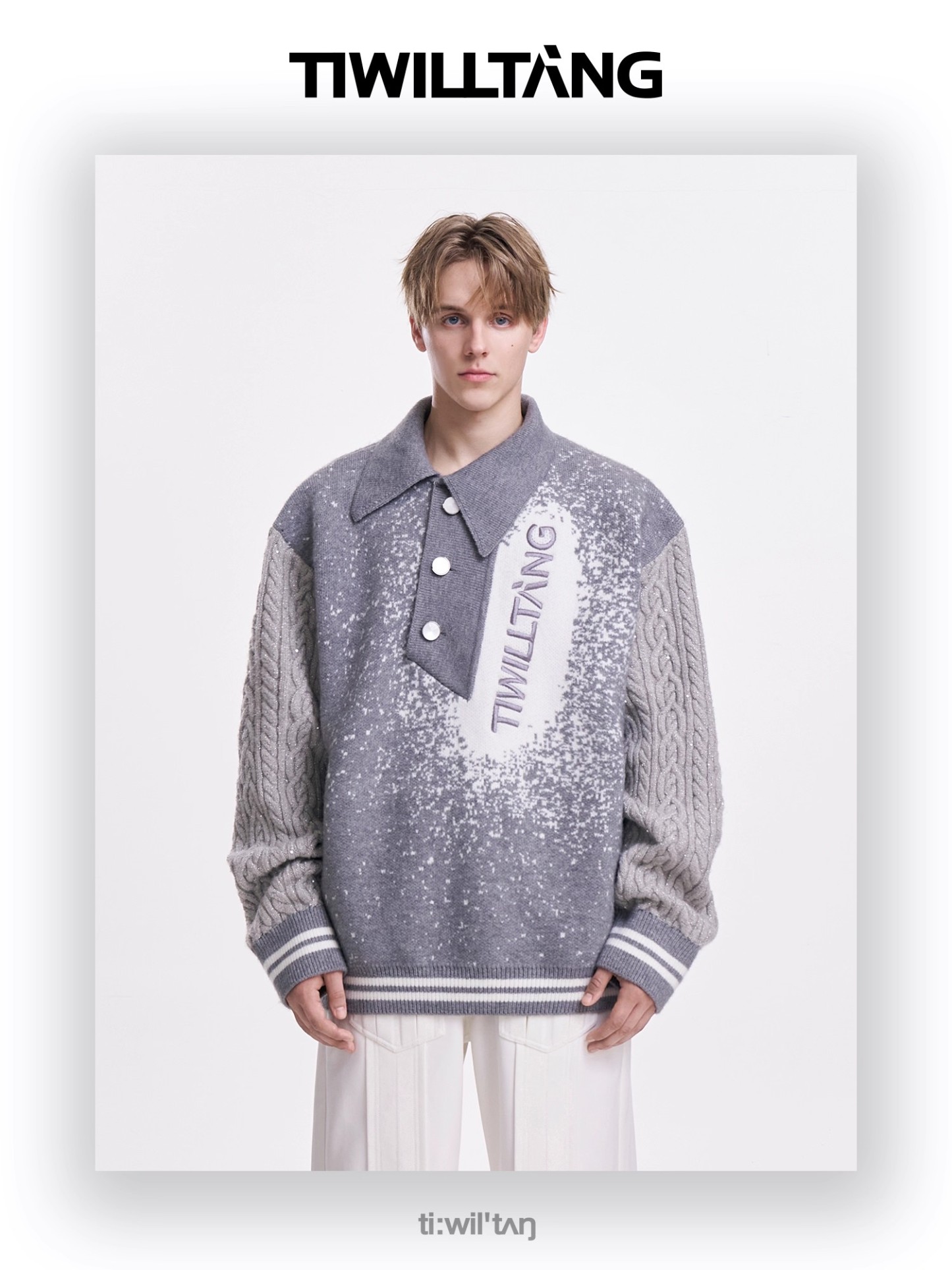 Slant collar pullover knitted autumn and winter sweater 09