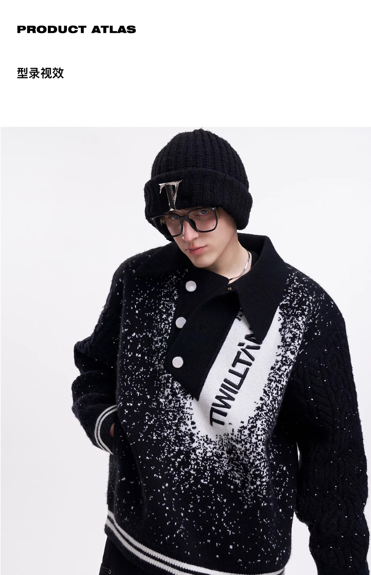 Slant collar pullover knitted autumn and winter sweater 09