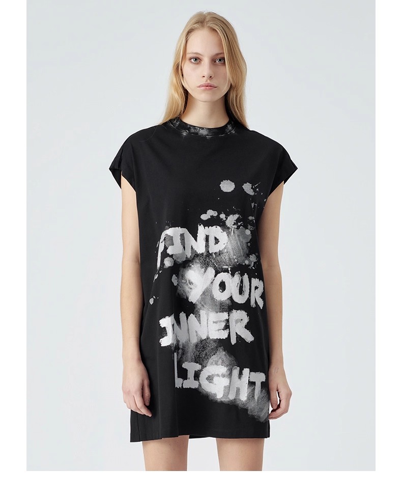 Silver Graffiti Sleeveless T-shirt Dress 09