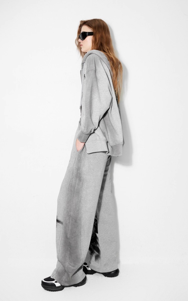 Printed cardigan hooded sweatshirt set 108