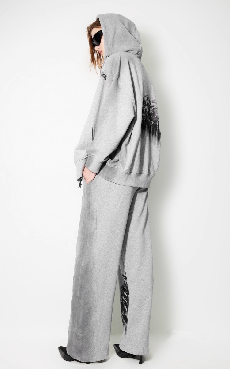 Printed cardigan hooded sweatshirt set 108