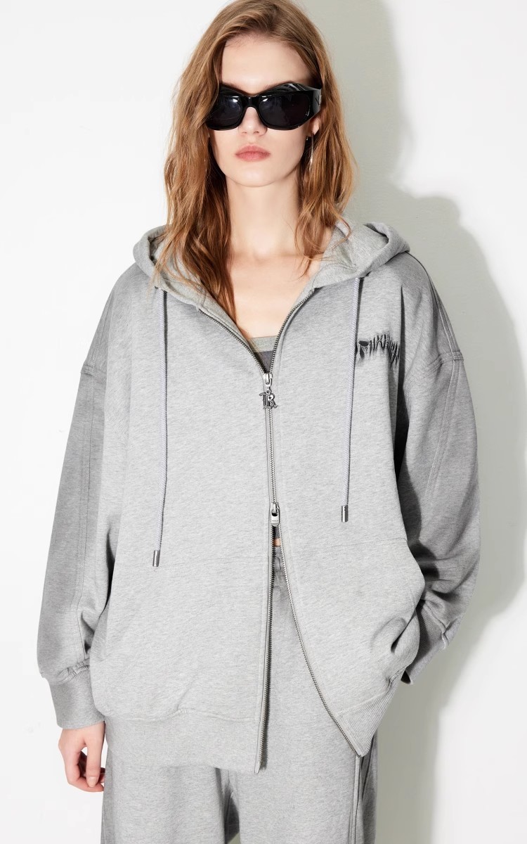 Printed cardigan hooded sweatshirt set 108