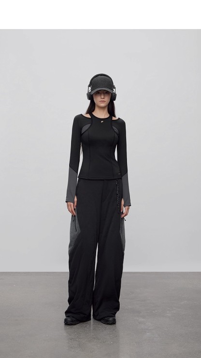 Fake two-piece slim-fit long-sleeved sweatshirt 114