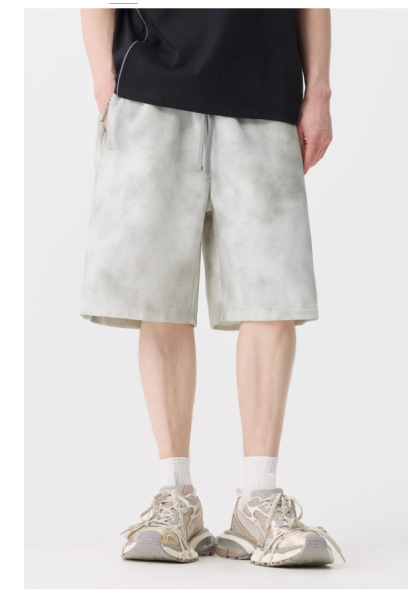 American high street dirty dyed letter embossed shorts 119