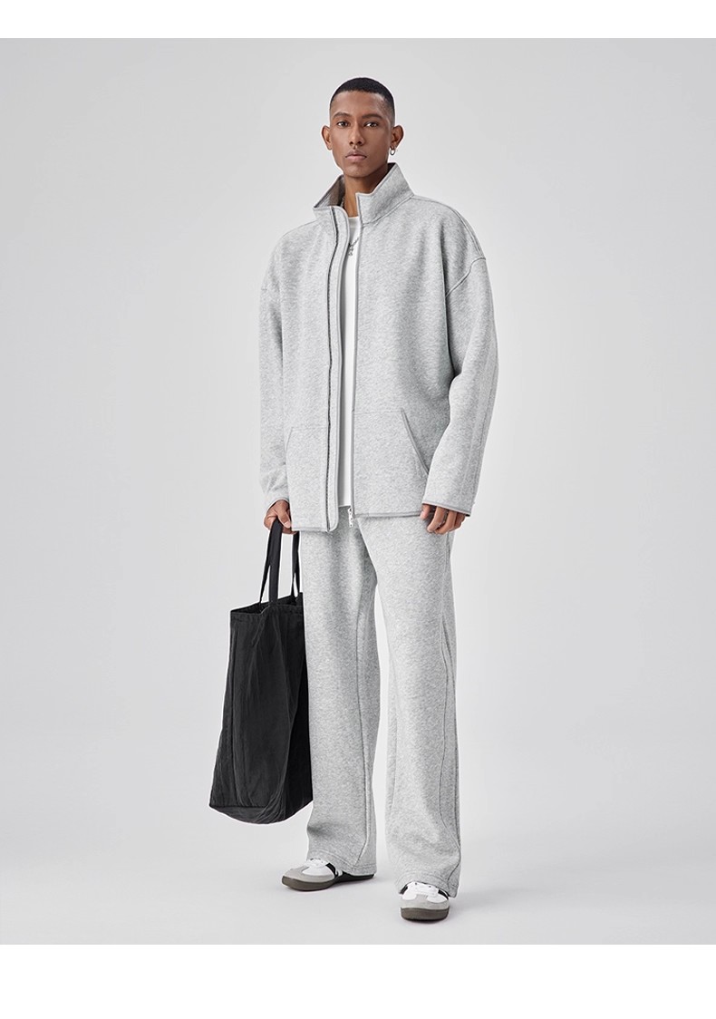 Heavyweight fleece zipper cardigan suit 122