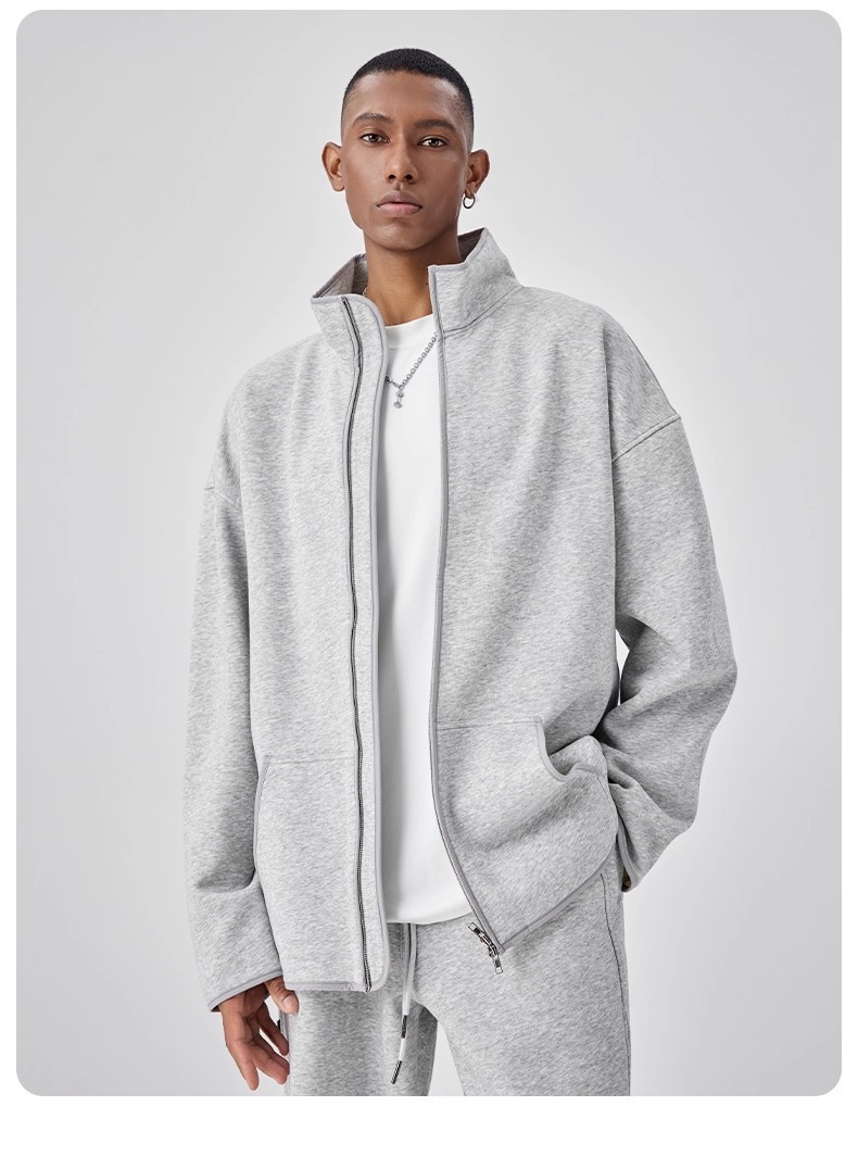 Heavyweight fleece zipper cardigan suit 122