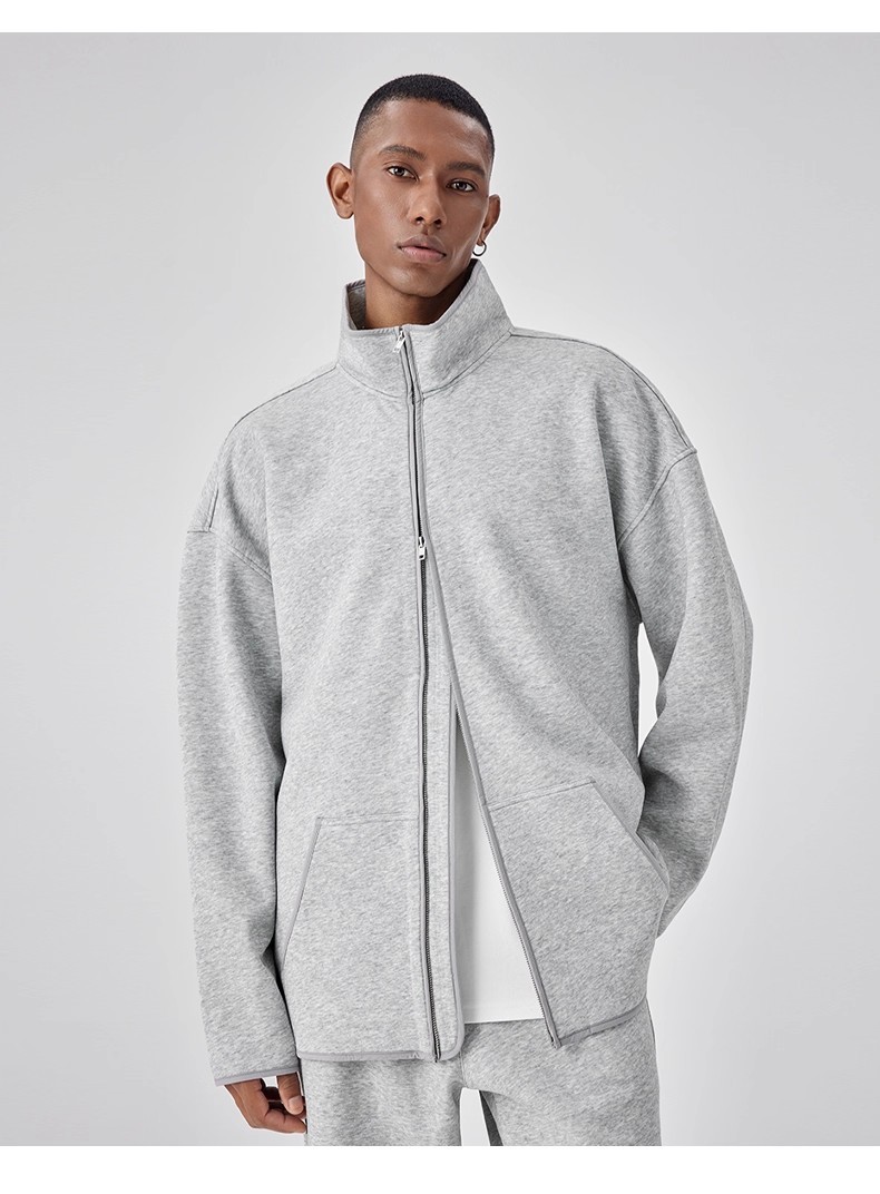 Heavyweight fleece zipper cardigan suit 122