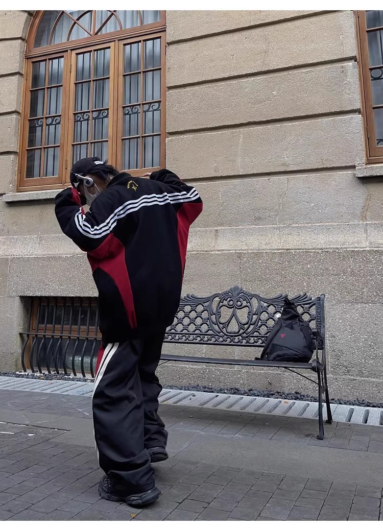 Polo splicing campus style sports suit 126