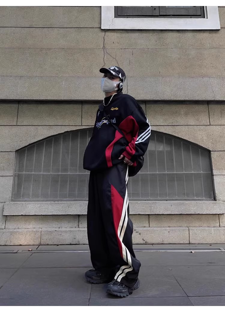 Polo splicing campus style sports suit 126