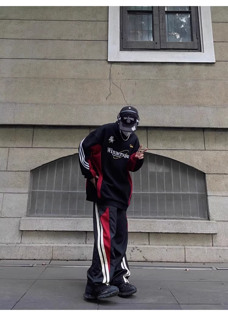 Polo splicing campus style sports suit 126