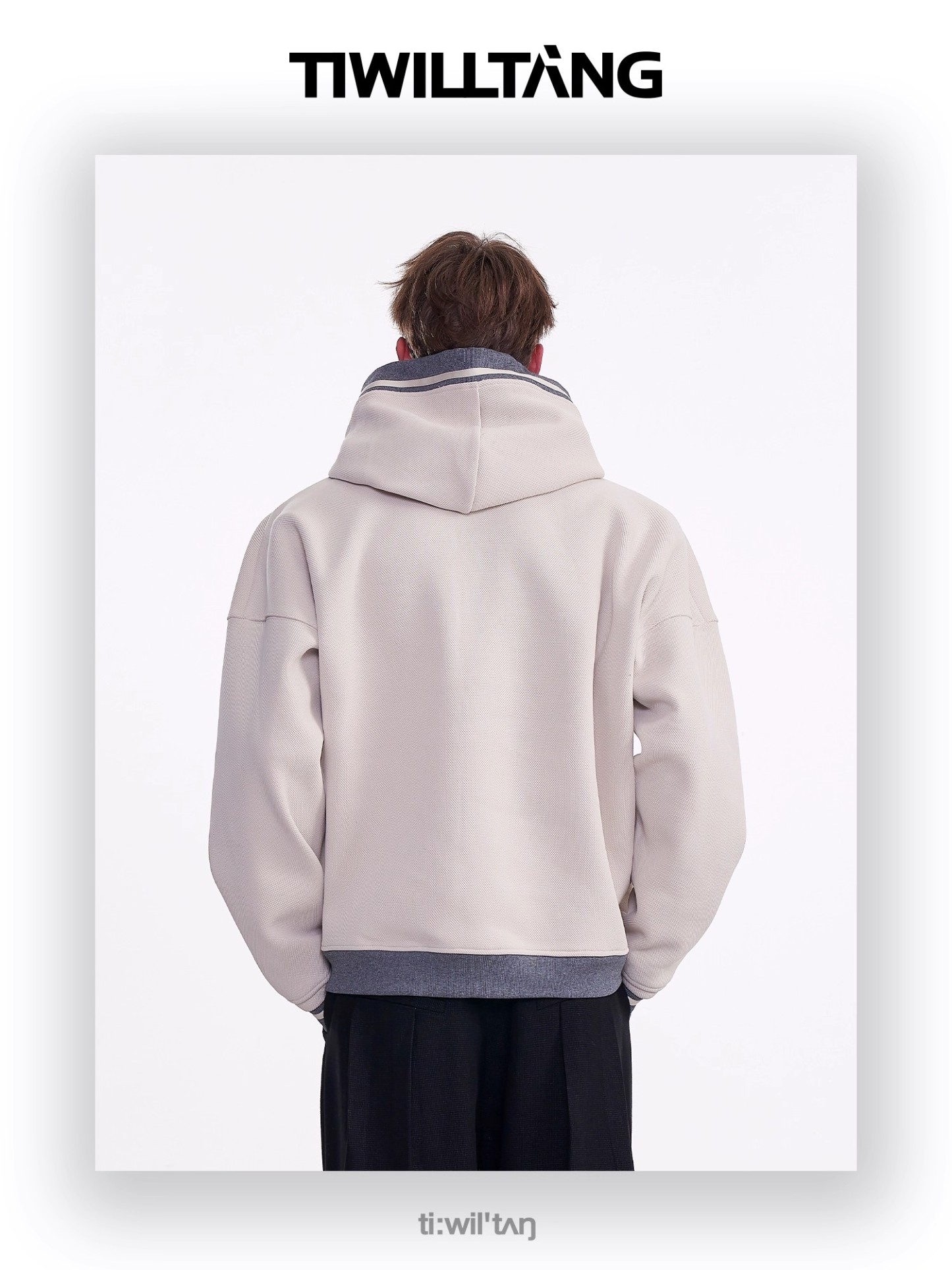 Hooded Loose Ribbed Neck Sweatshirt 13