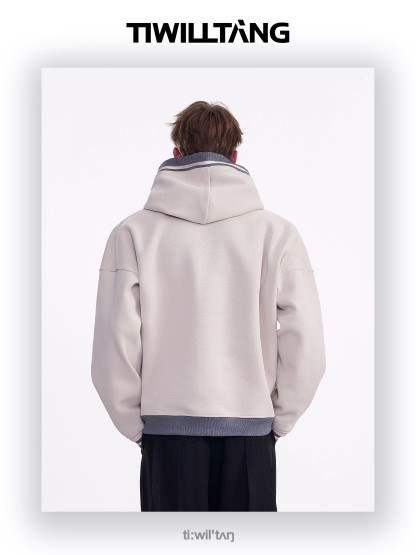 Hooded Loose Ribbed Neck Sweatshirt 13