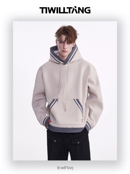 Hooded Loose Ribbed Neck Sweatshirt 13