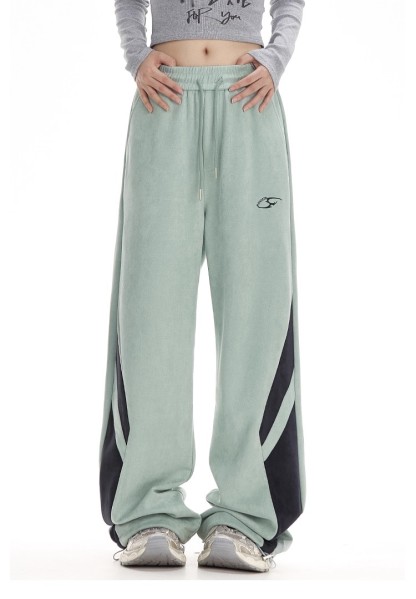 Contrast color loose casual pants 135