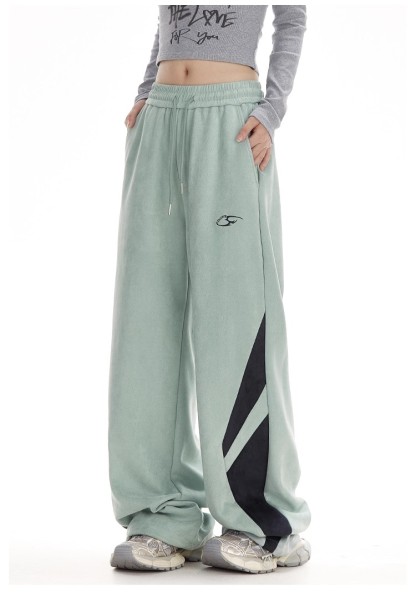 Contrast color loose casual pants 135