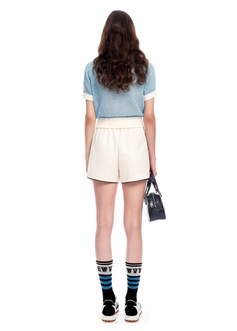 Contrast color drawstring sports shorts 138