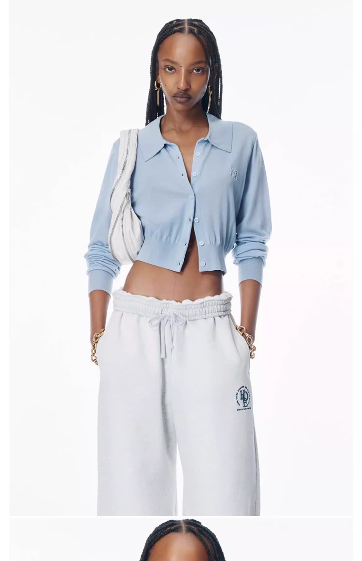 Cropped long-sleeved cardigan sweater 14