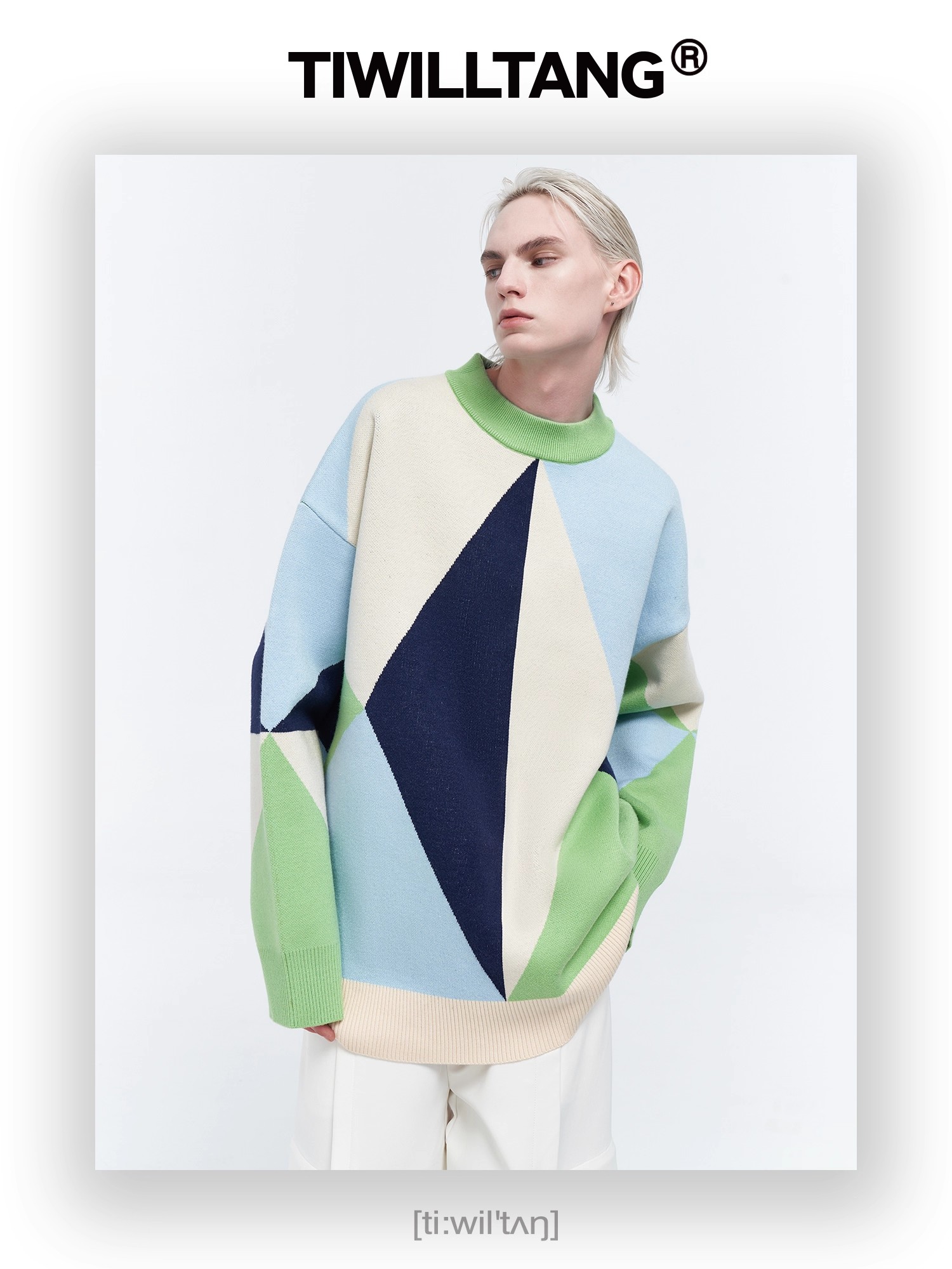 Colorblock Geometric Jacquard Pullover 14