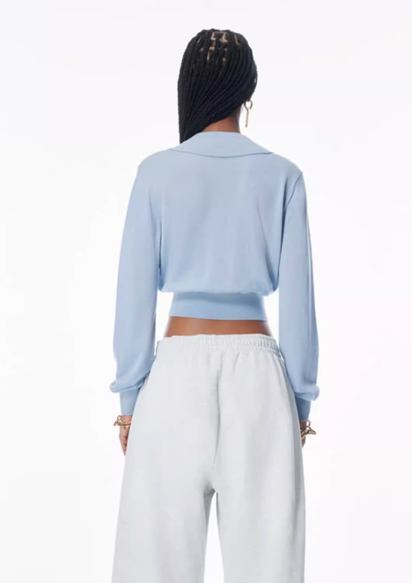 Cropped long-sleeved cardigan sweater 14