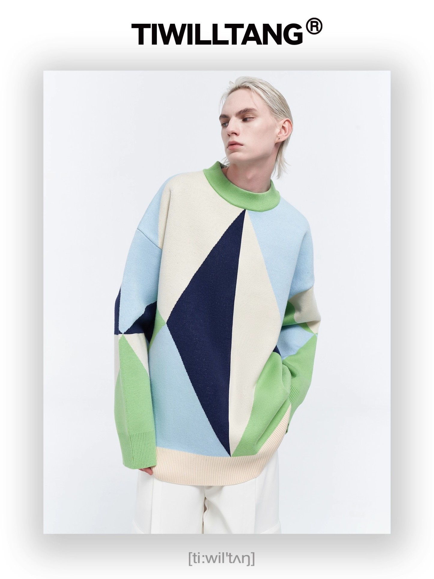 Colorblock Geometric Jacquard Pullover 14