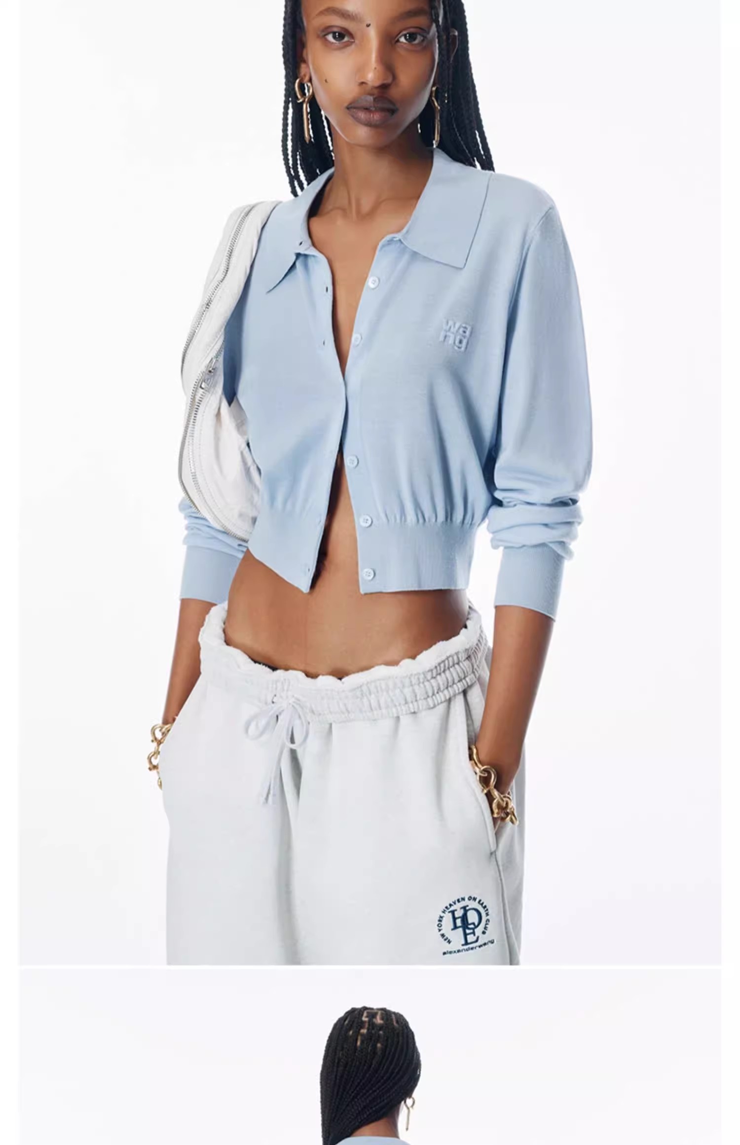 Cropped long-sleeved cardigan sweater 14