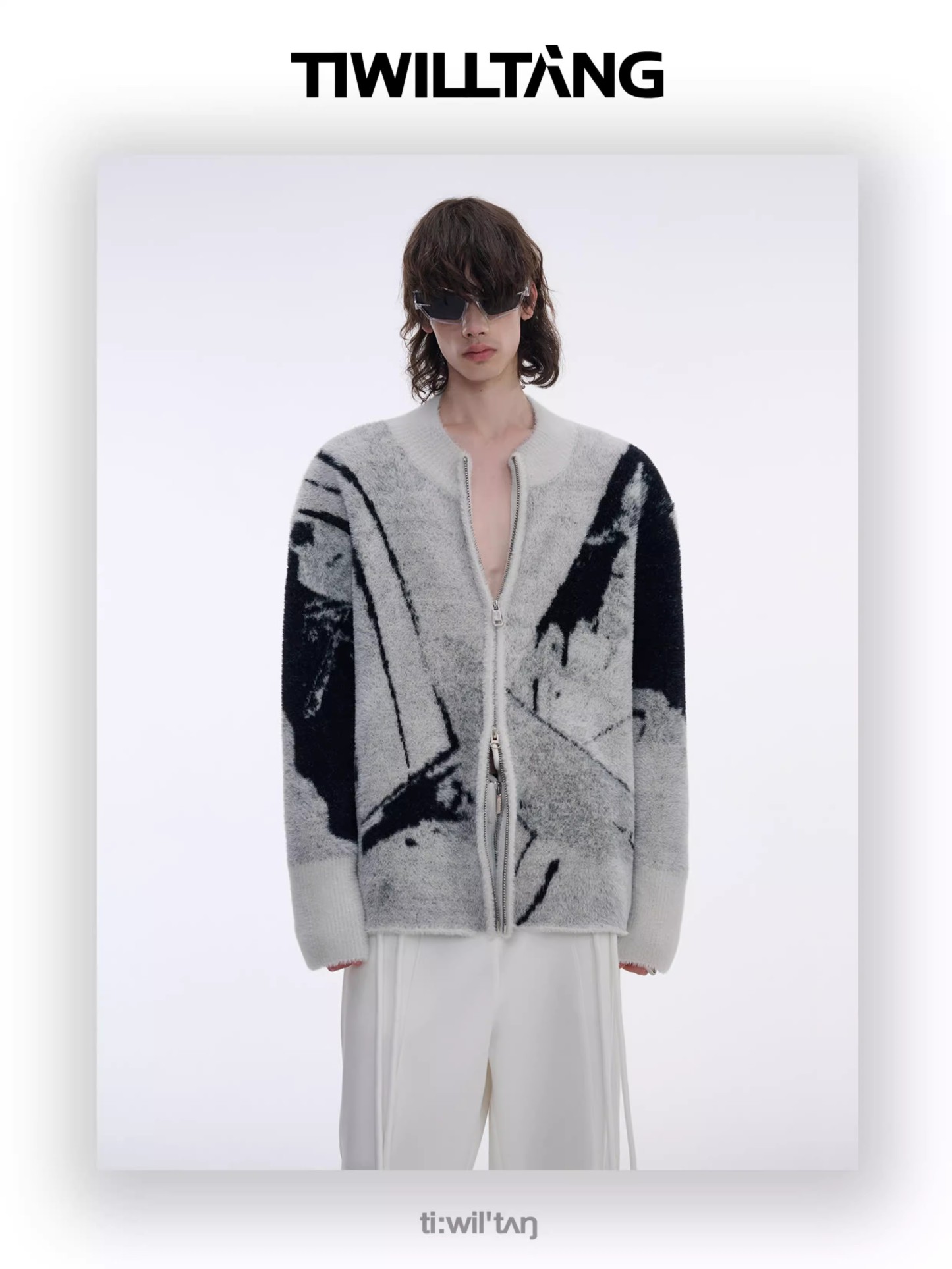 Zippered cardigan knitted sweater 15