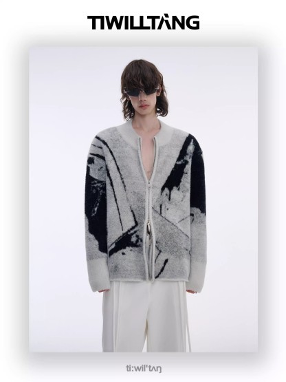 Zippered cardigan knitted sweater 15