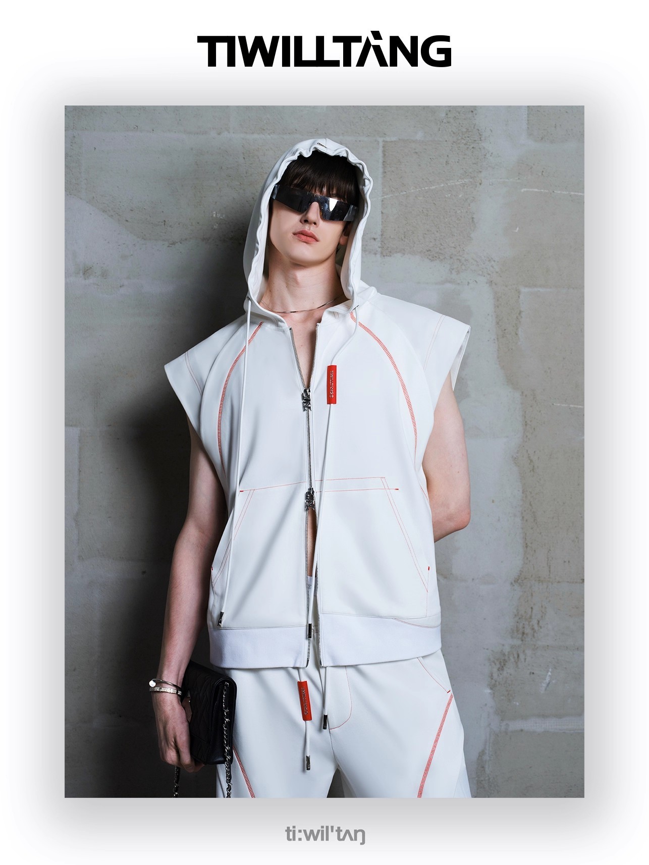 Arc-shaped split structure sweatshirt vest 16