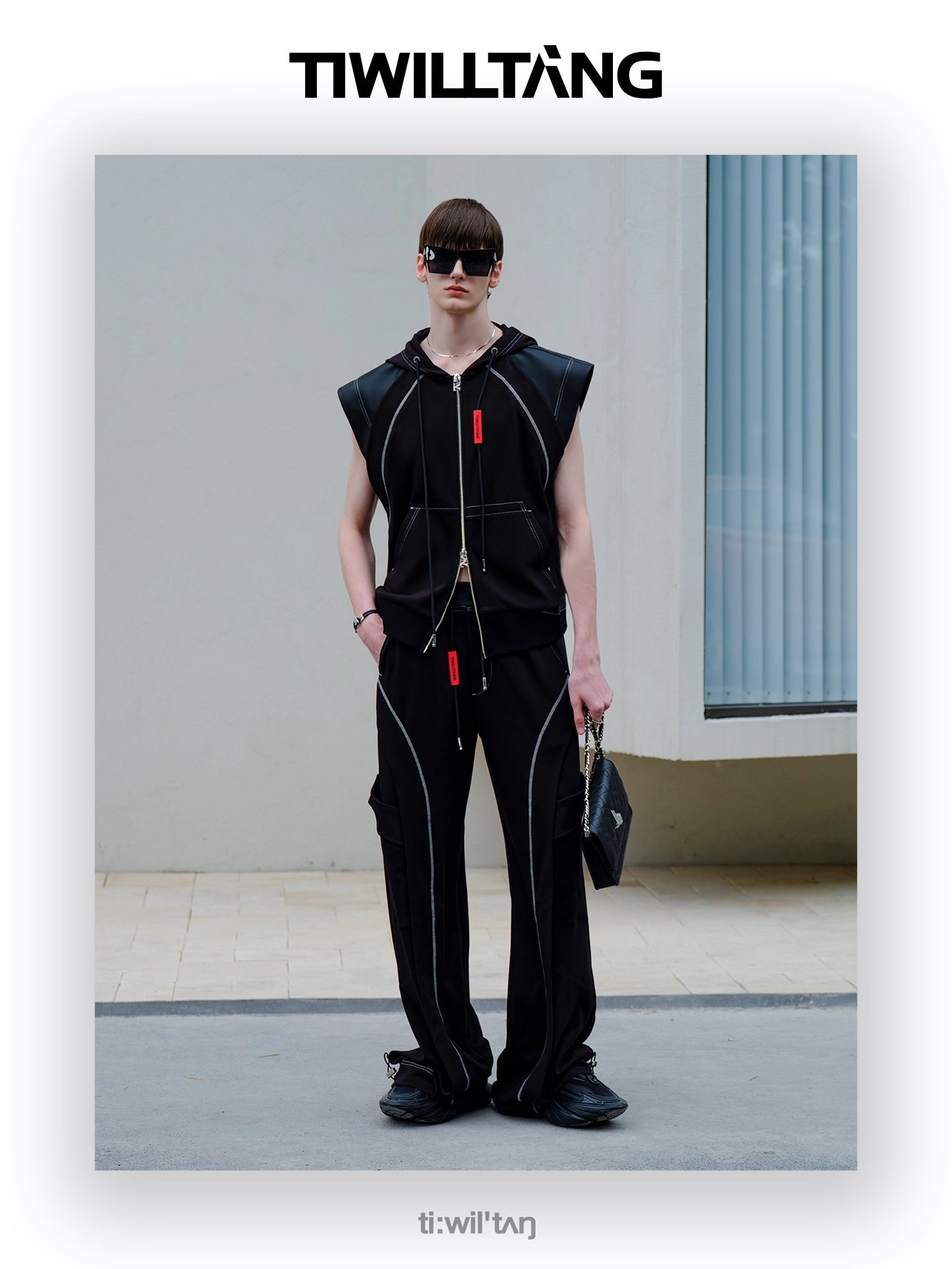 Arc-shaped split structure sweatshirt vest 16