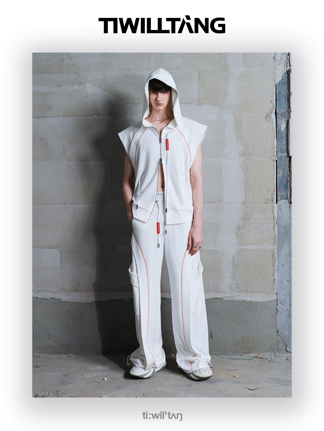 Arc-shaped split structure sweatshirt vest 16