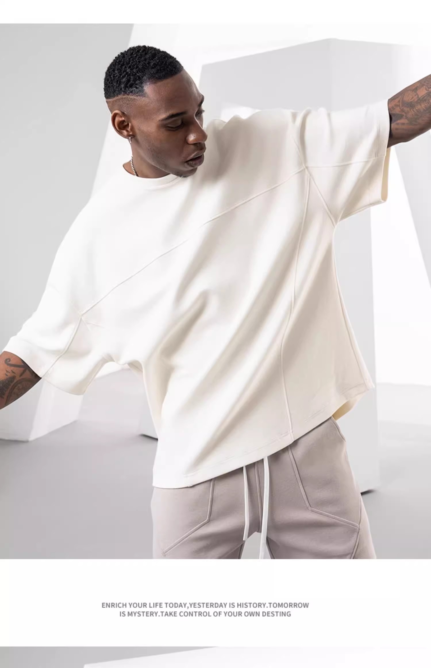 Heavyweight short-sleeved men's T-shirt 17