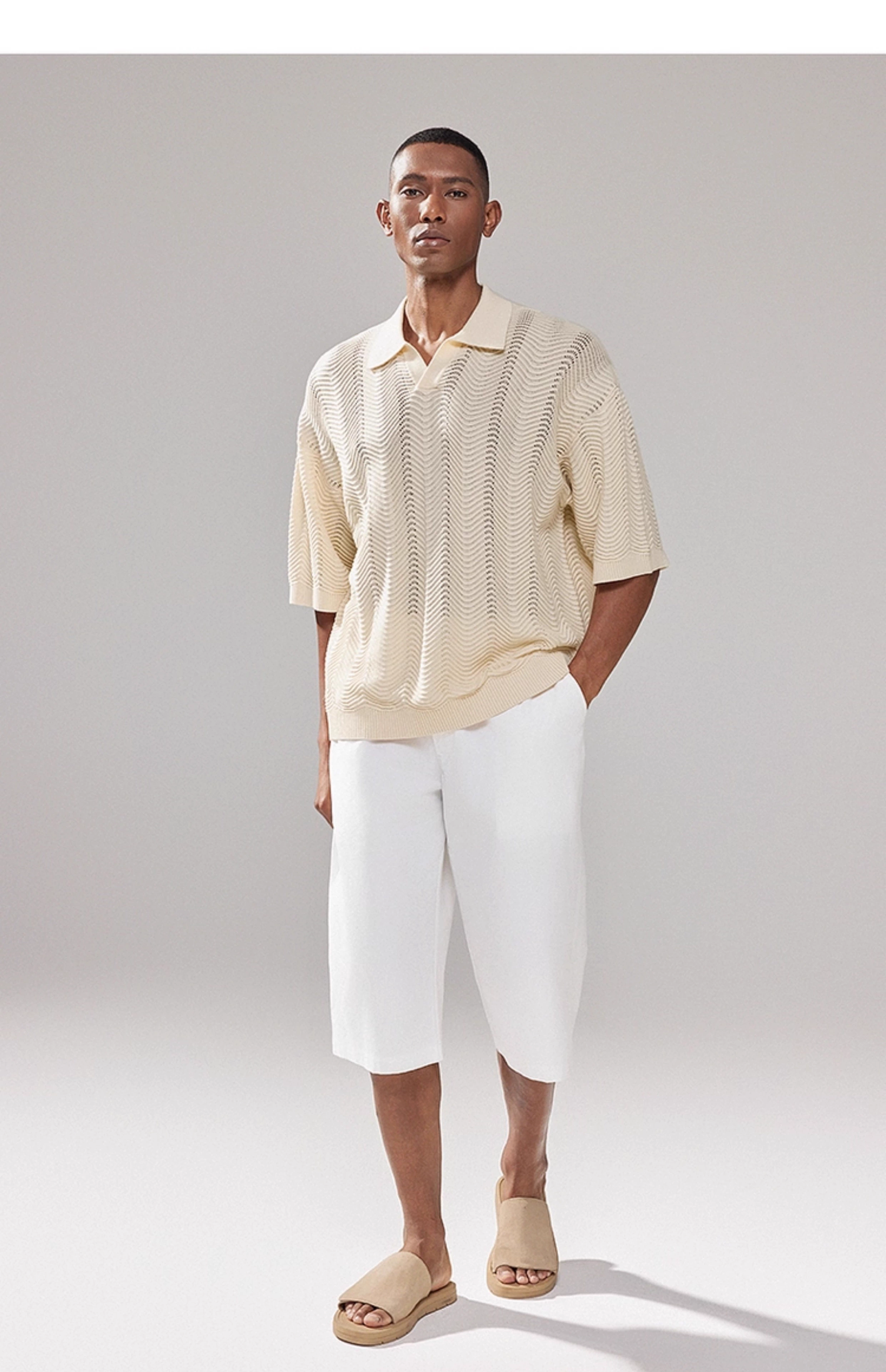 Hollow wave seagull collar POLO shirt 19