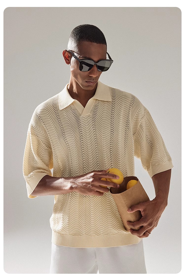 Hollow wave seagull collar POLO shirt 19