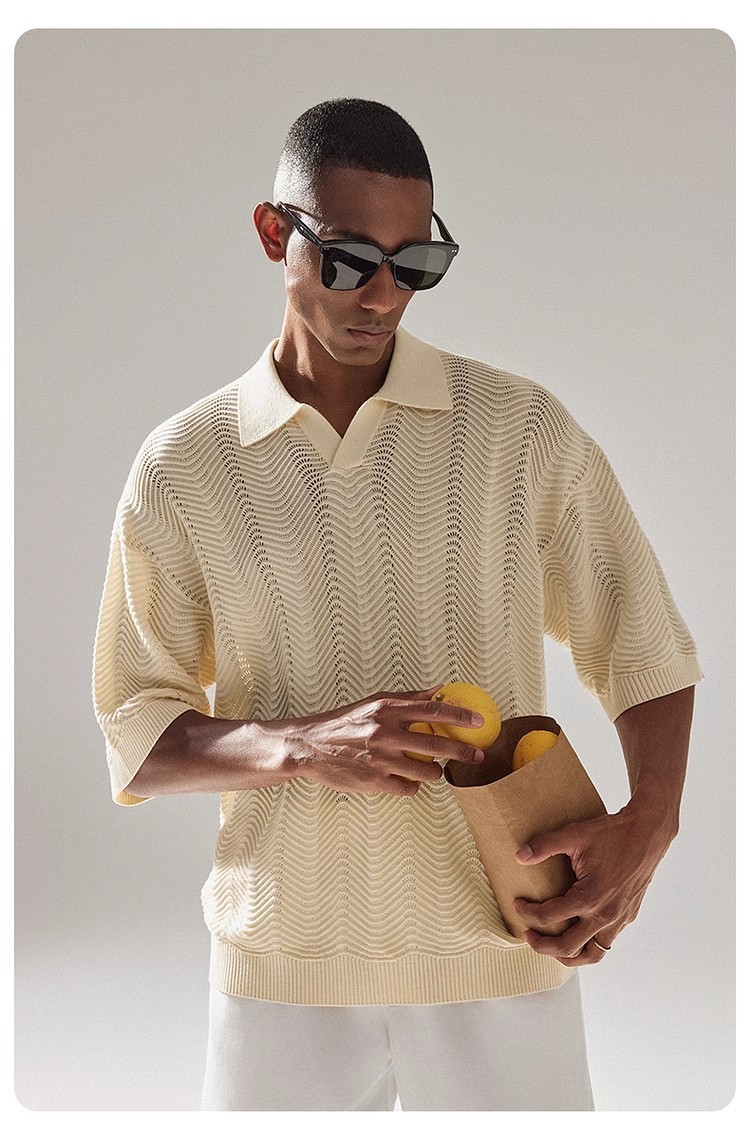 Hollow wave seagull collar POLO shirt 19