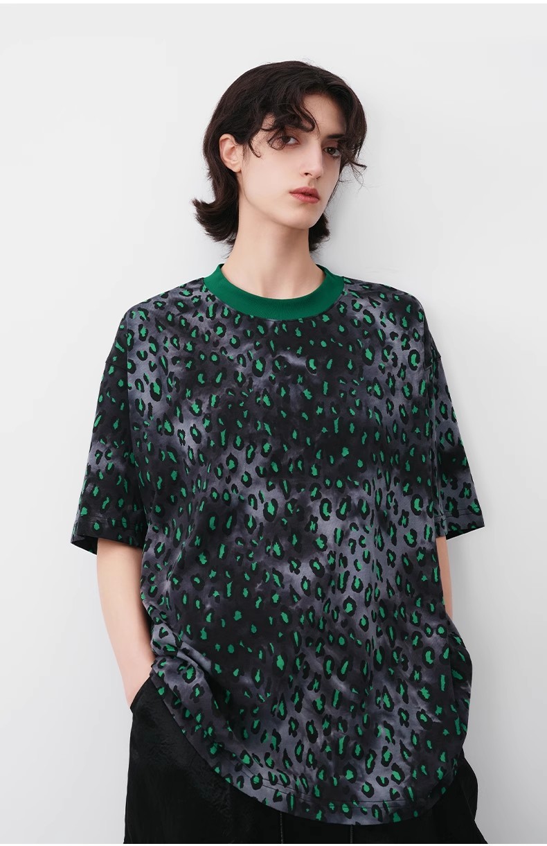 Tie-dye leopard print short-sleeved T-shirt 19