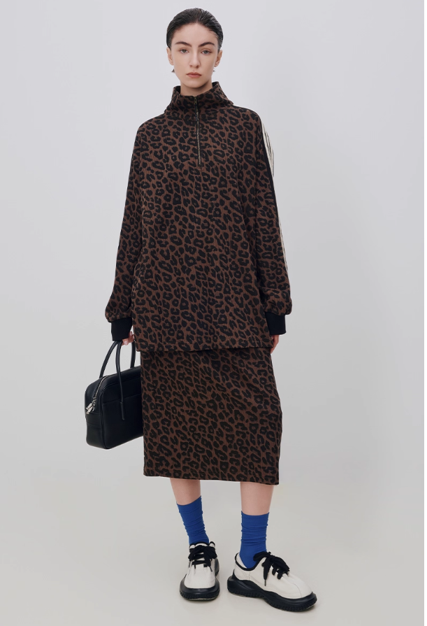 American retro leopard print loose sweatshirt 21